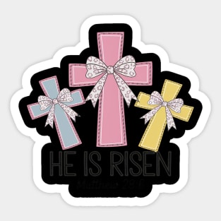 He is Risen Jesus Christian Easter Coquette Bow Women Girls Sticker